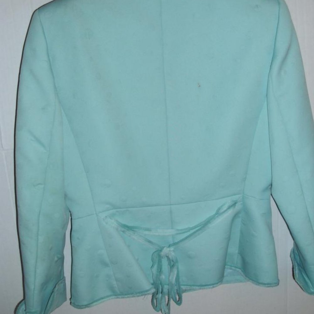 Nipon Boutique Aqua Green Puff Polka Dot Puffer Rhinestone Flower Button Skirt 2 - Picture 6 of 8